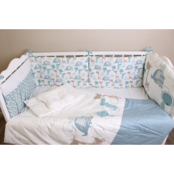 Lenjerie de pat pentru copii PernaMea Lovely Dinno 60x120 (Blue/White) Thumb