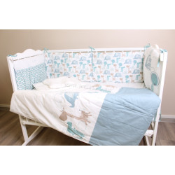 Lenjerie de pat pentru copii PernaMea Lovely Dinno 60x120 (Blue/White)