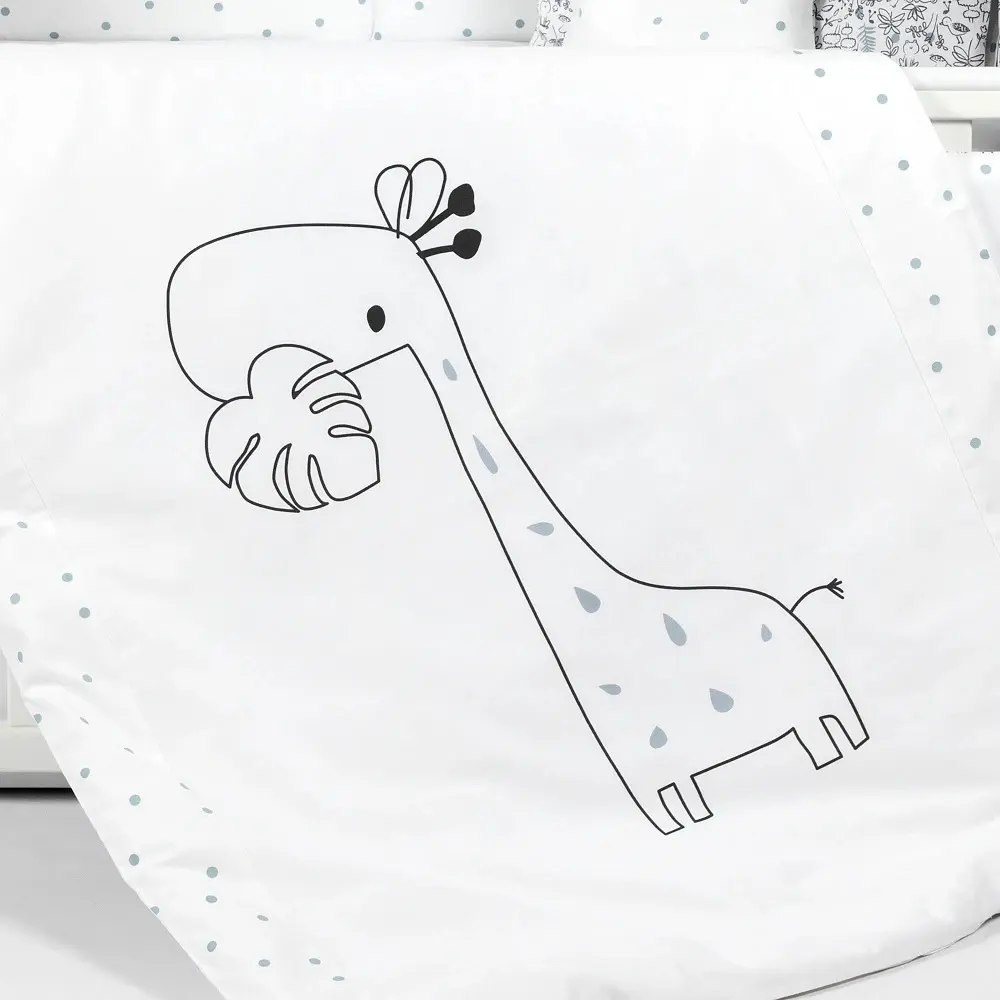 Lenjerie de pat pentru copii PernaMea Lovely Giraffe 60x120 (Grey/White) - 3