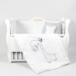 Lenjerie de pat pentru copii PernaMea Lovely Giraffe 60x120 (Grey/White)