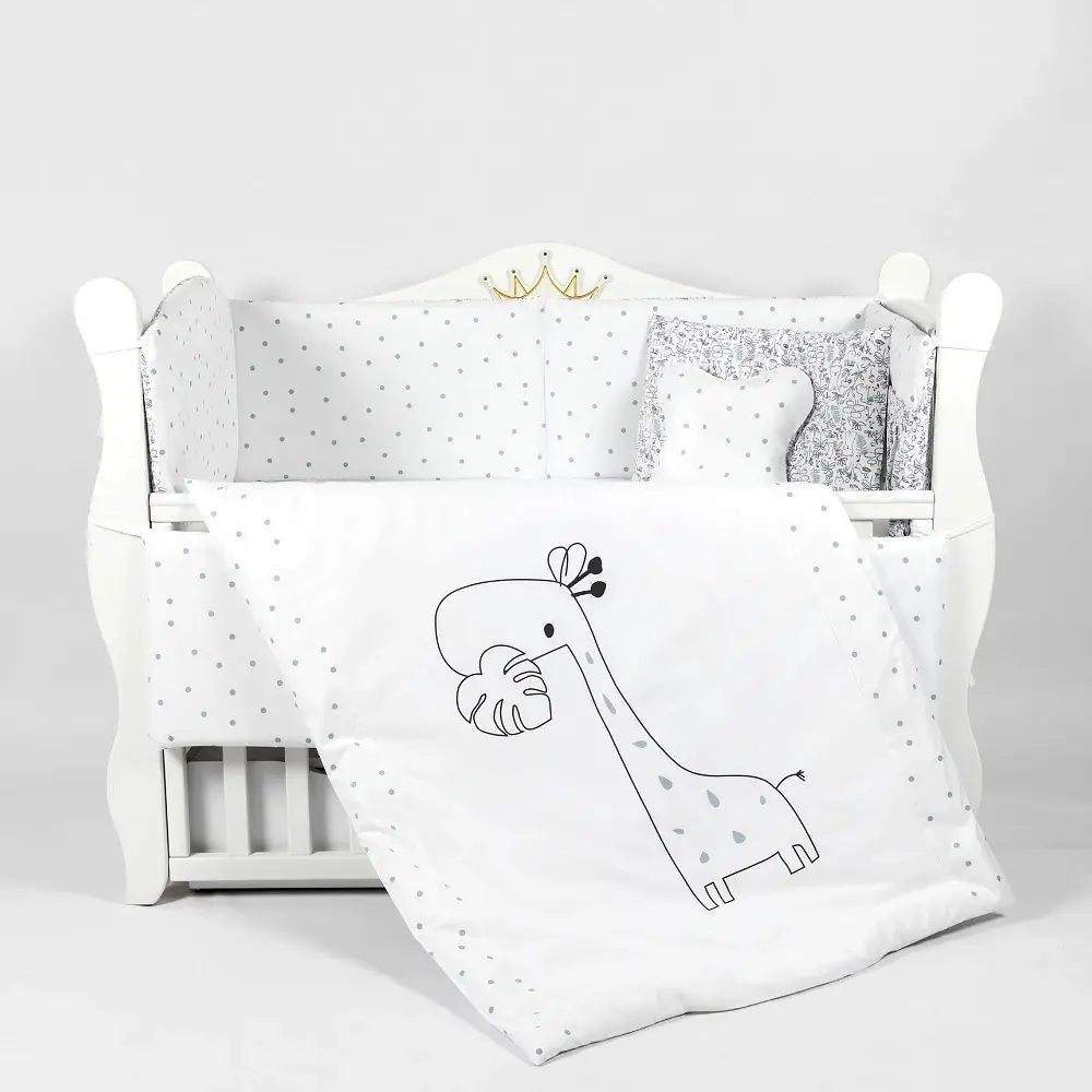 Lenjerie de pat pentru copii PernaMea Lovely Giraffe 60x120 (Grey/White)