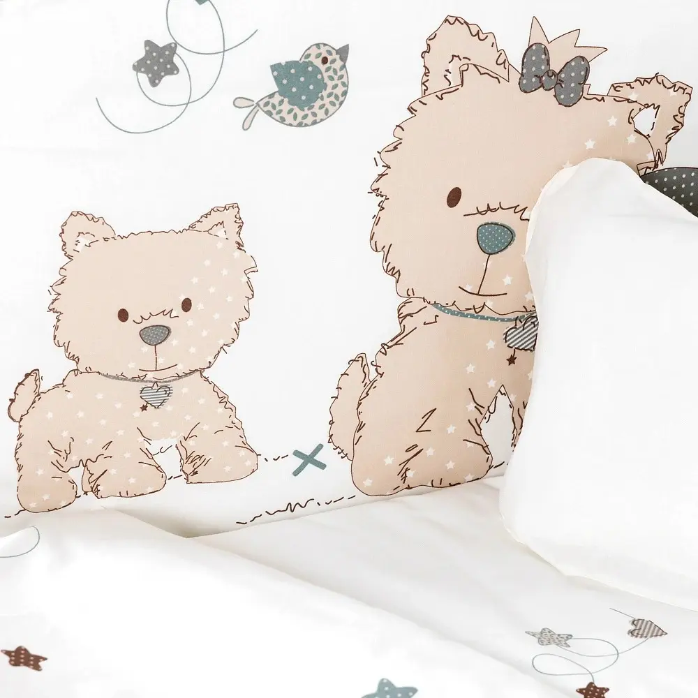 Lenjerie de pat pentru copii PernaMea Lovely Puppy 60x120 (White) - 2
