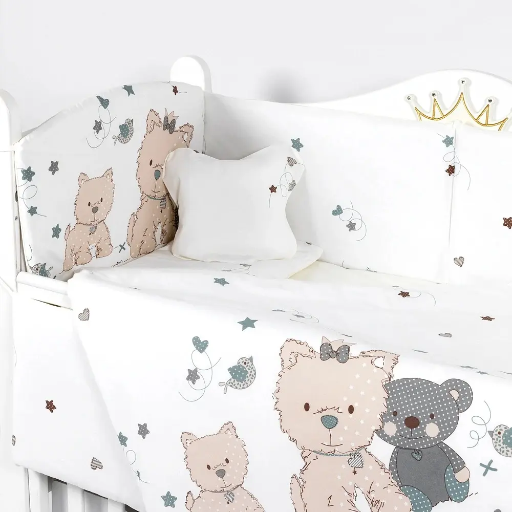 Lenjerie de pat pentru copii PernaMea Lovely Puppy 60x120 (White) - 5