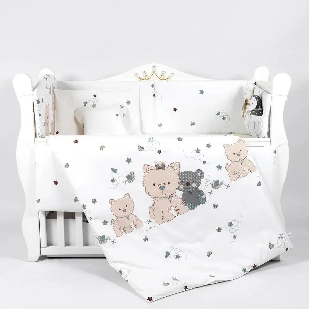 Lenjerie de pat pentru copii PernaMea Lovely Puppy 60x120 (White)