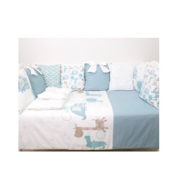Детское постельное белье PernaMea Perne Dinno 60x120 (White/Blue) Thumb