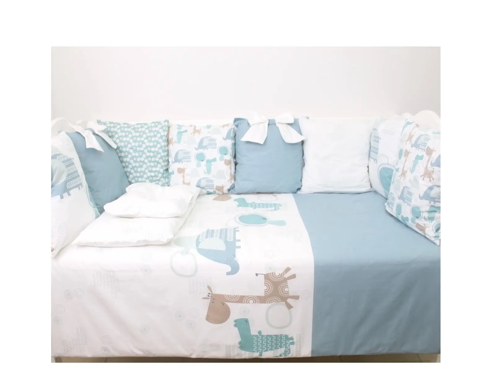 Детское постельное белье PernaMea Perne Dinno 60x120 (White/Blue) - 3