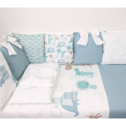 Детское постельное белье PernaMea Perne Dinno 60x120 (White/Blue) Thumb