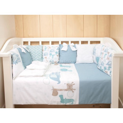 Lenjerie de pat pentru copii PernaMea Perne Dinno 60x120 (White/Blue)