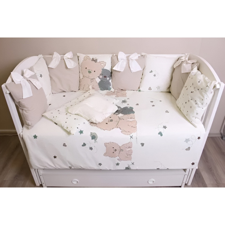 Lenjerie de pat pentru copii PernaMea Perne Lovely Puppy 60x120 (White/Brown)
