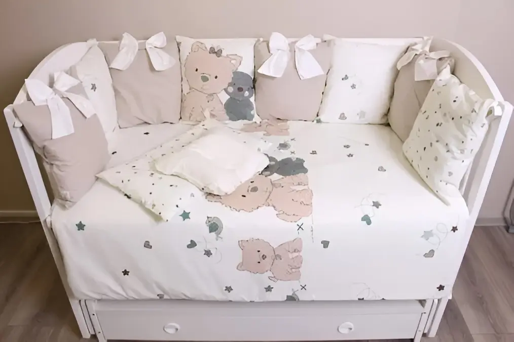 Lenjerie de pat pentru copii PernaMea Perne Lovely Puppy 60x120 (White/Brown)