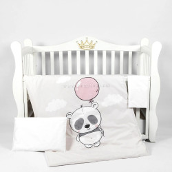 Lenjerie de pat pentru copii PernaMea Premium Panda 60x120 (Grey)