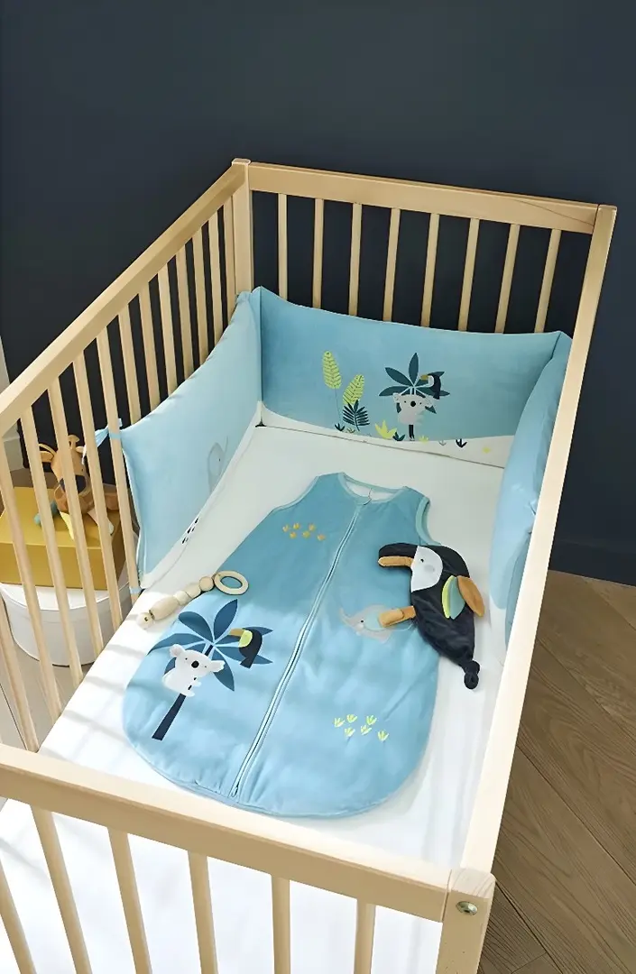 Bara de protectie pentru patut Premaman Crazy Jungle (Blue/White)