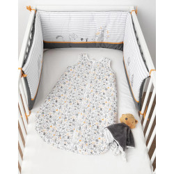 Bara de protectie pentru patut Premaman Our Little Friends (White/Grey) Thumb