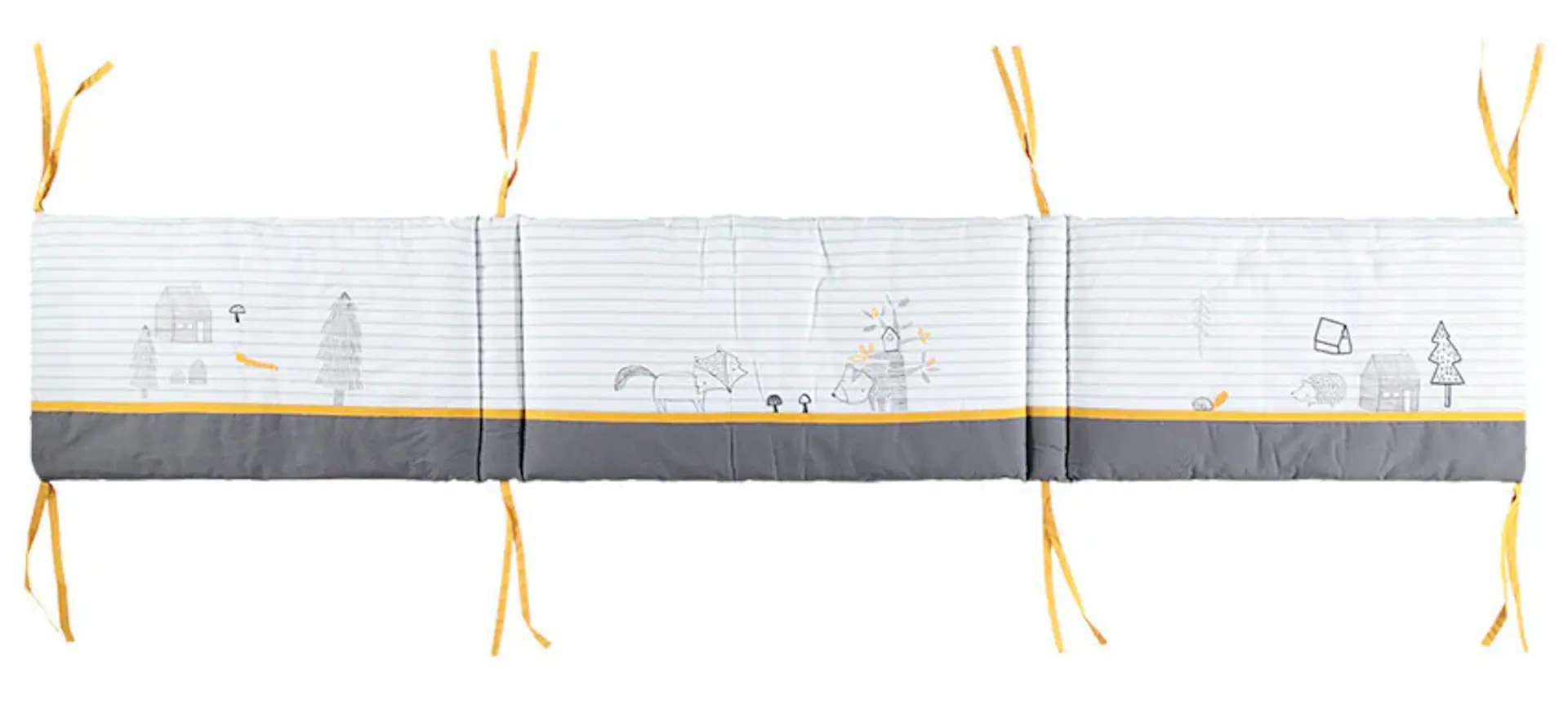Bara de protectie pentru patut Premaman Our Little Friends (White/Grey)