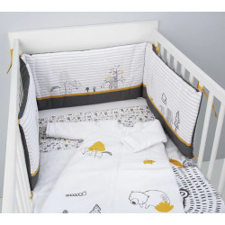 Lenjerie de pat pentru copii Premaman Our Little Friends 140x100 (White/Grey) Thumb