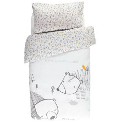 Lenjerie de pat pentru copii Premaman Our Little Friends 140x100 (White/Grey)