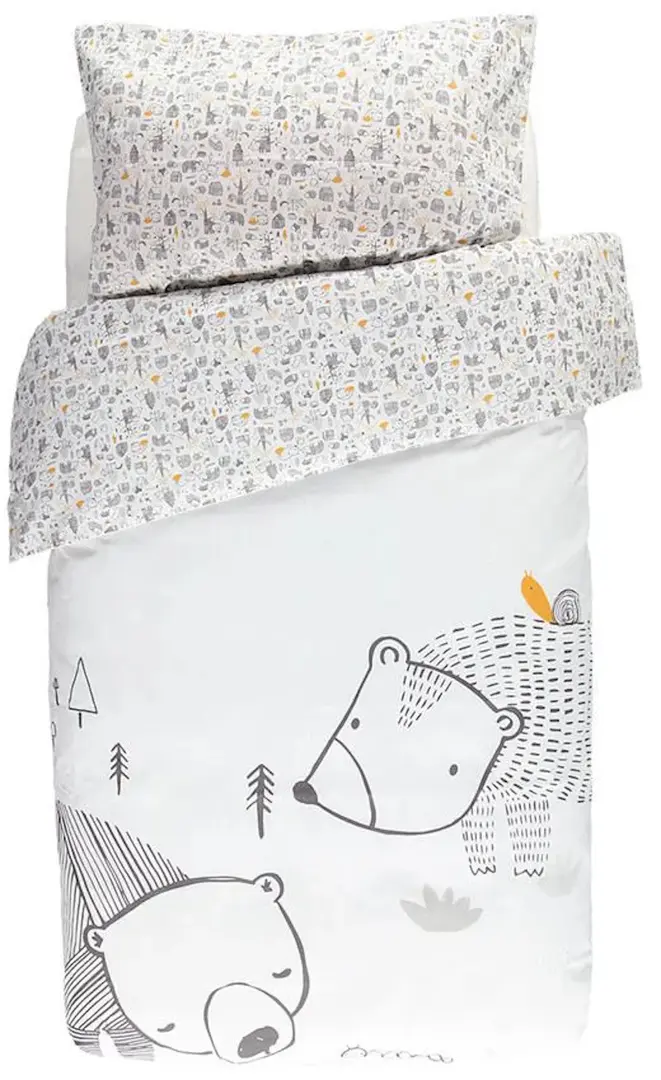 Lenjerie de pat pentru copii Premaman Our Little Friends 140x100 (White/Grey)