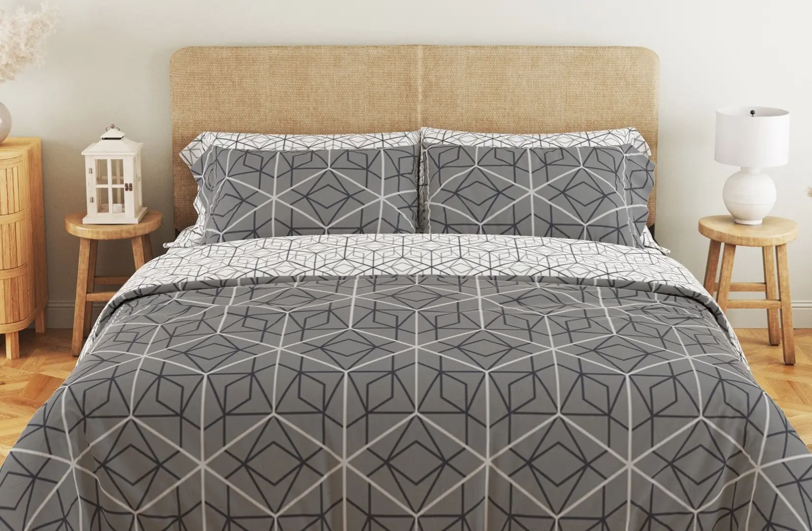 Постельное белье Relaxe Home Soft Dreams 021694 2P (Quadro Star Grey)