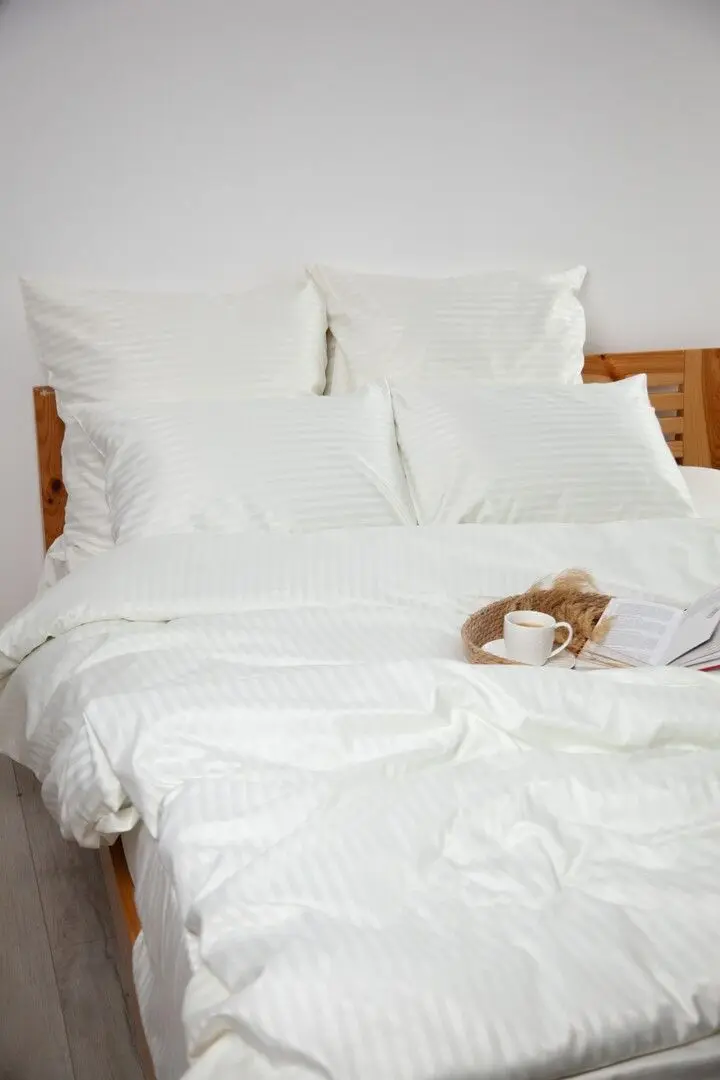 Постельное белье Tep Stripe Satin 019331 Euro 2P (Pure White)