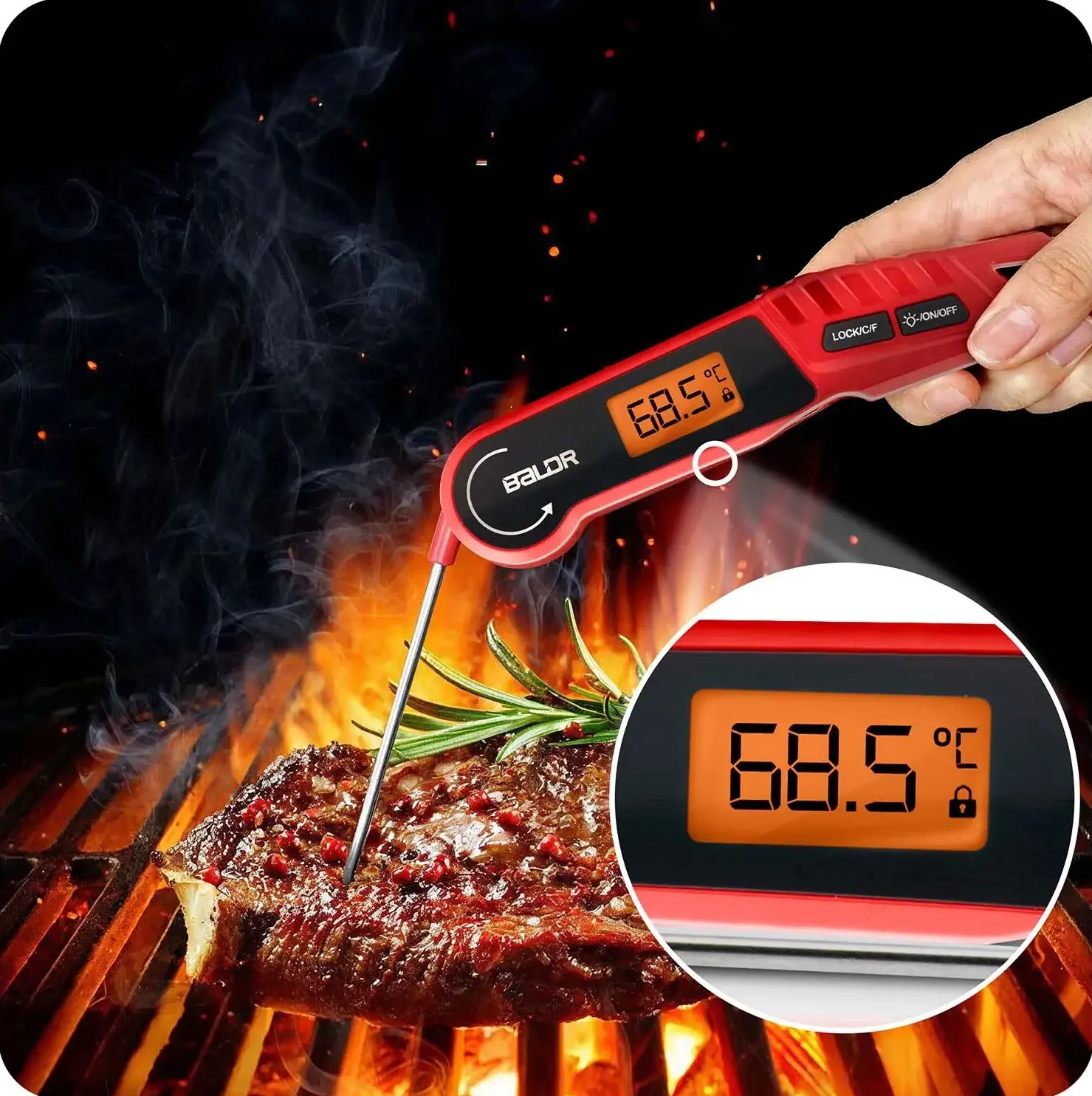 Пищевой термометр Baldr BD-130 313000 (Red/Black) - 8