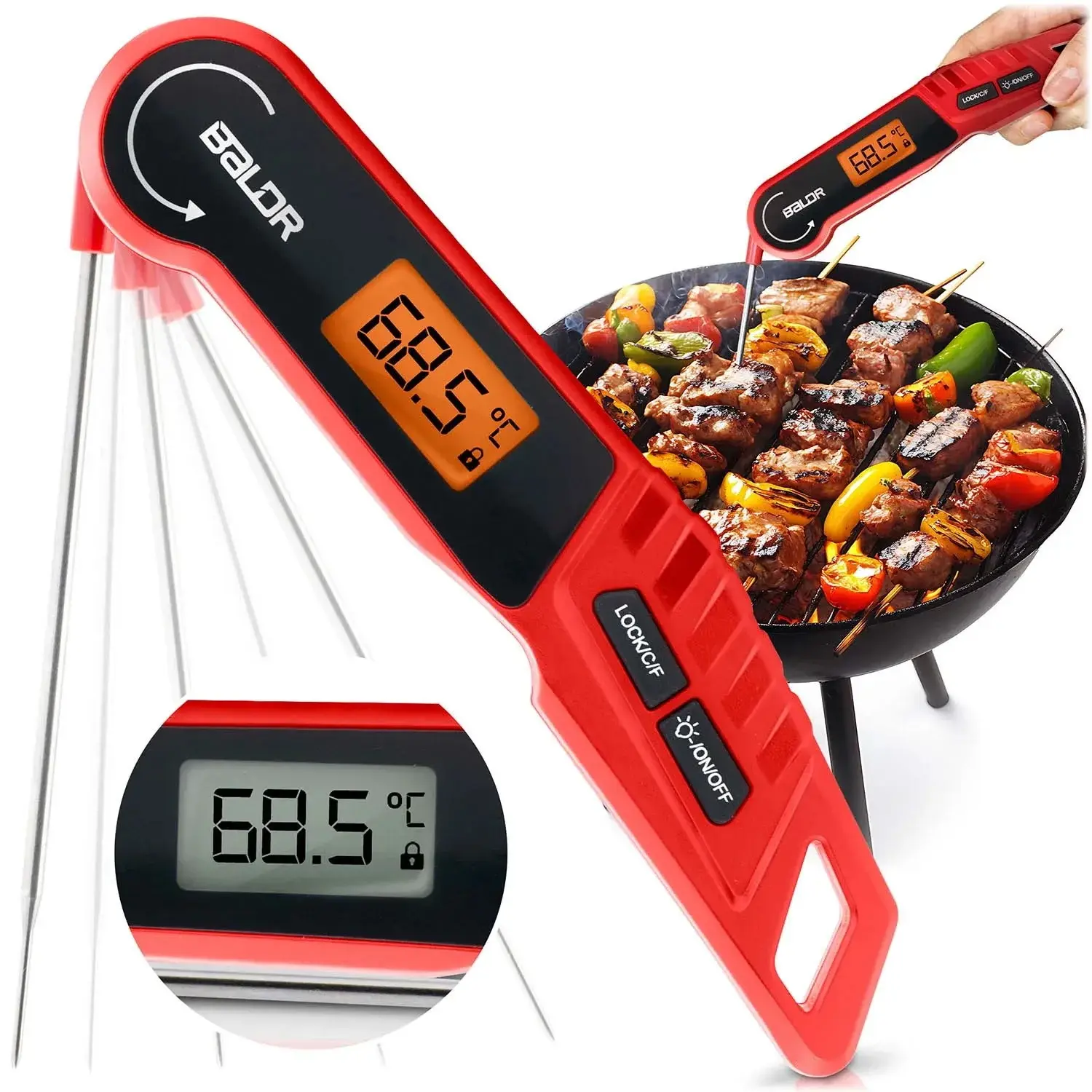 Пищевой термометр Baldr BD-130 313000 (Red/Black) - 9
