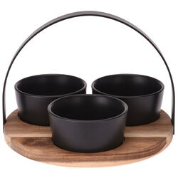 Set de servire Excellent Houseware 48185 (Black/Wood)