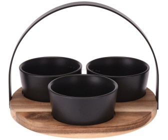 Set de servire Excellent Houseware 48185 (Black/Wood)