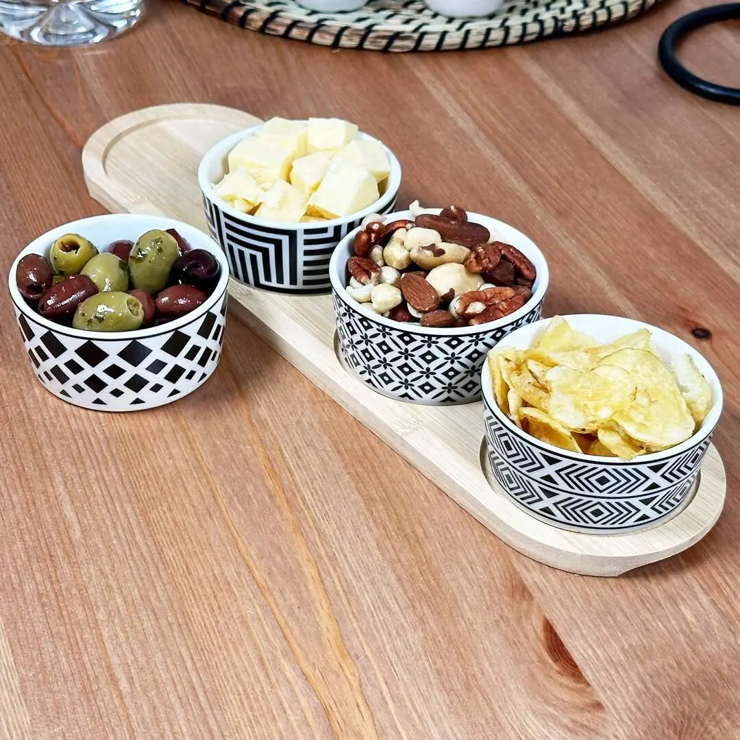 Set de servire Excellent Houseware 51384 (White/Wood)