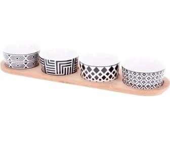 Set de servire Excellent Houseware 51384 (White/Wood)