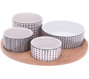 Set de servire Excellent Houseware 51386 (White/Wood)