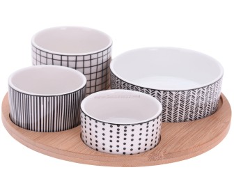 Set de servire Excellent Houseware 51386 (White/Wood)