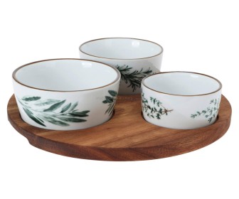 Set de servire Excellent Houseware 53804 (White/Wood)