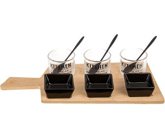 Set boluri cu tava pentru sushi Excellent Houseware 47494 (Bamboo/Black)