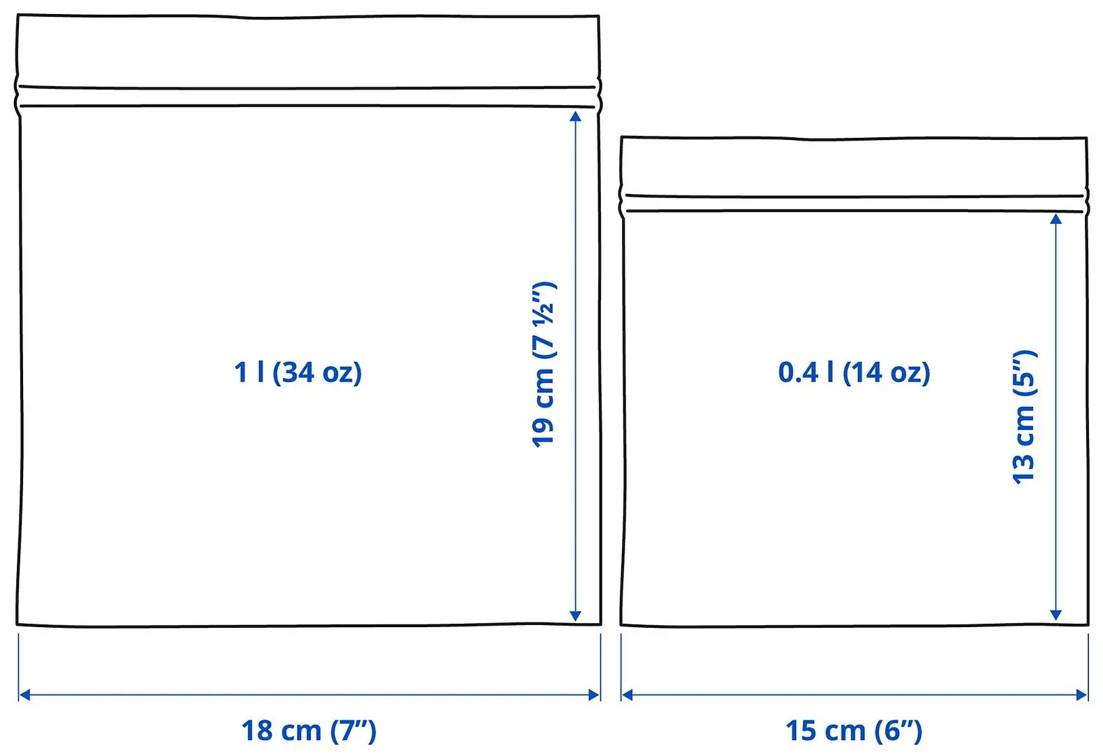 Set de pungi Zip-Lock Ikea Istad cu model 1/0.4l (Negru/Galben)