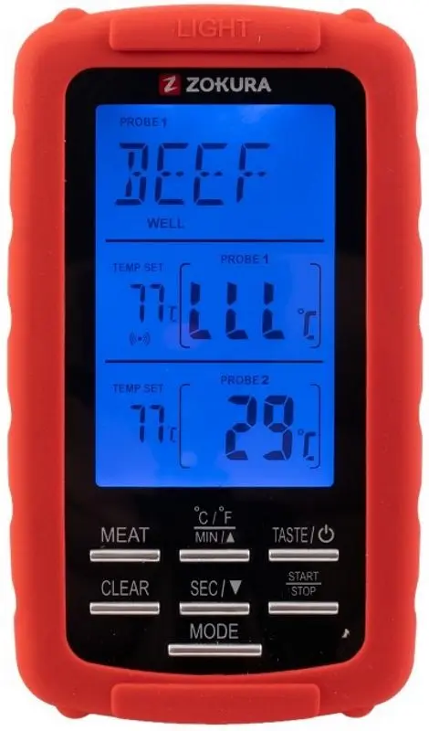 Термометр для мяса с 2 щупами Zokura Z1177 (Red)