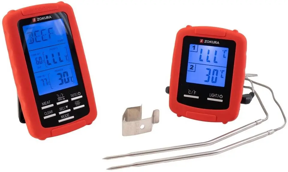 Термометр для мяса с 2 щупами Zokura Z1177 (Red)