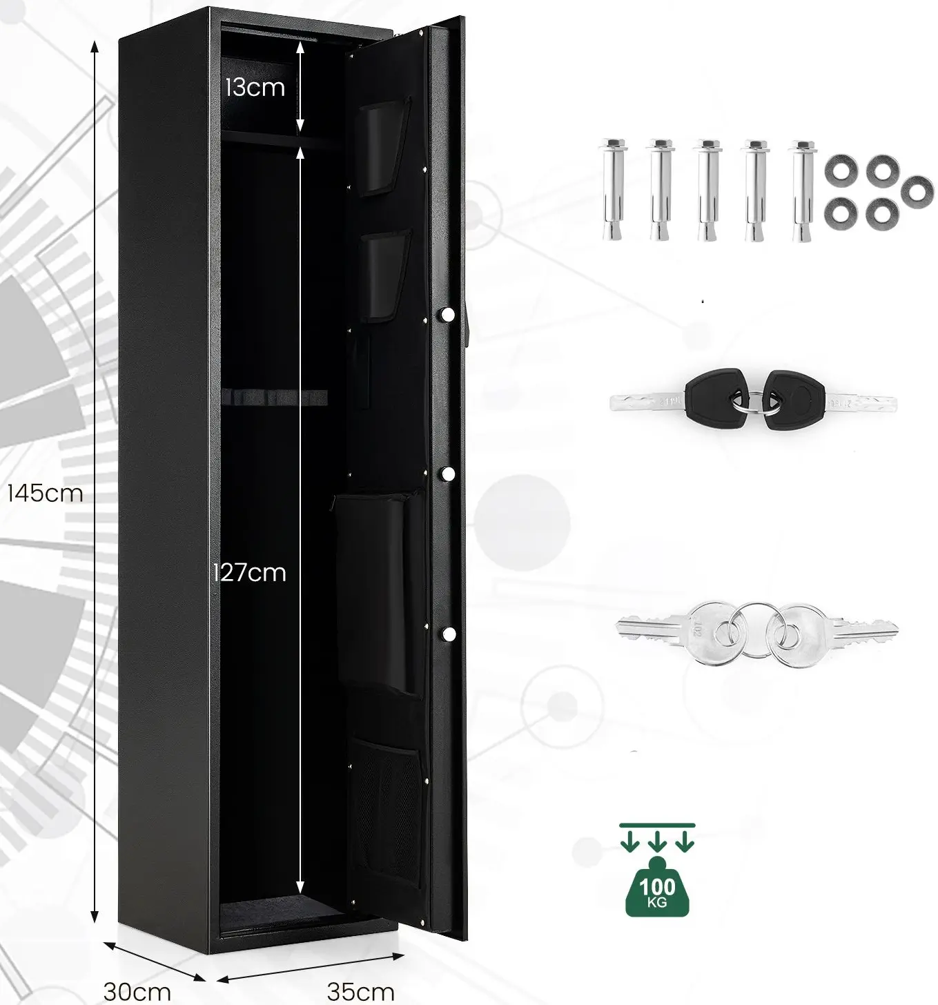 Сейф для оружия Costway JZ10184 (Black) - 3