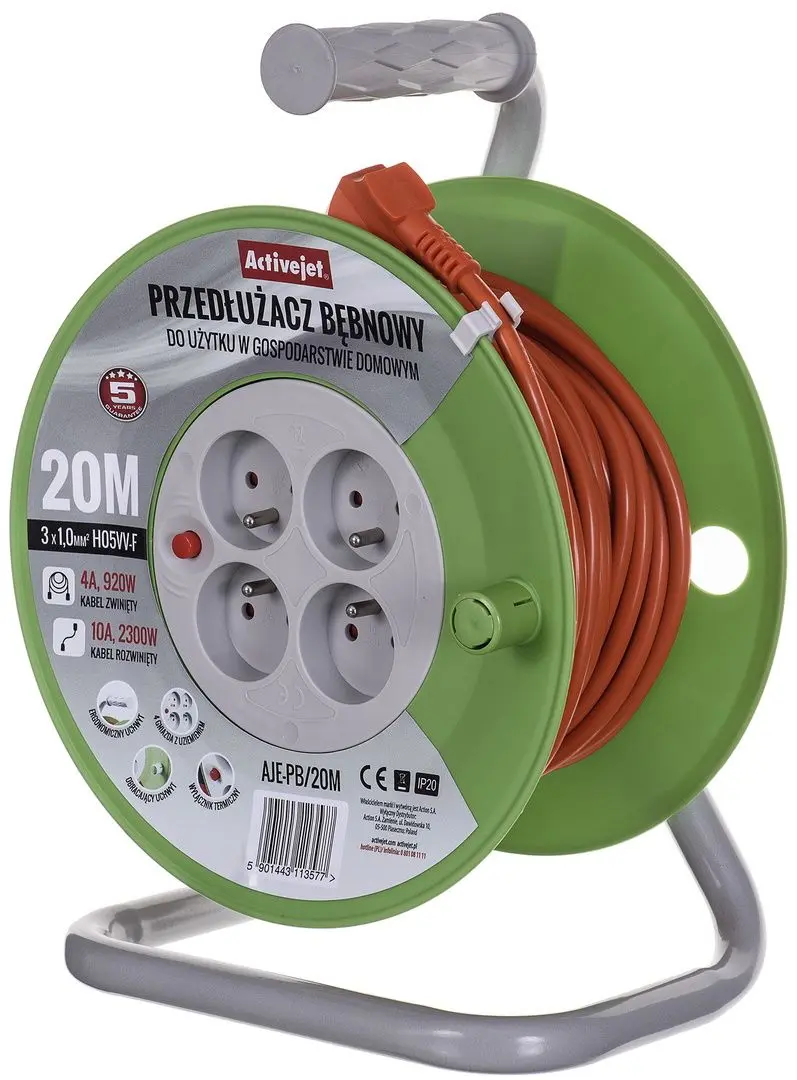 Удлинитель на катушке Activejet AJE-PB/20M 20m (Green/Orange) - 2