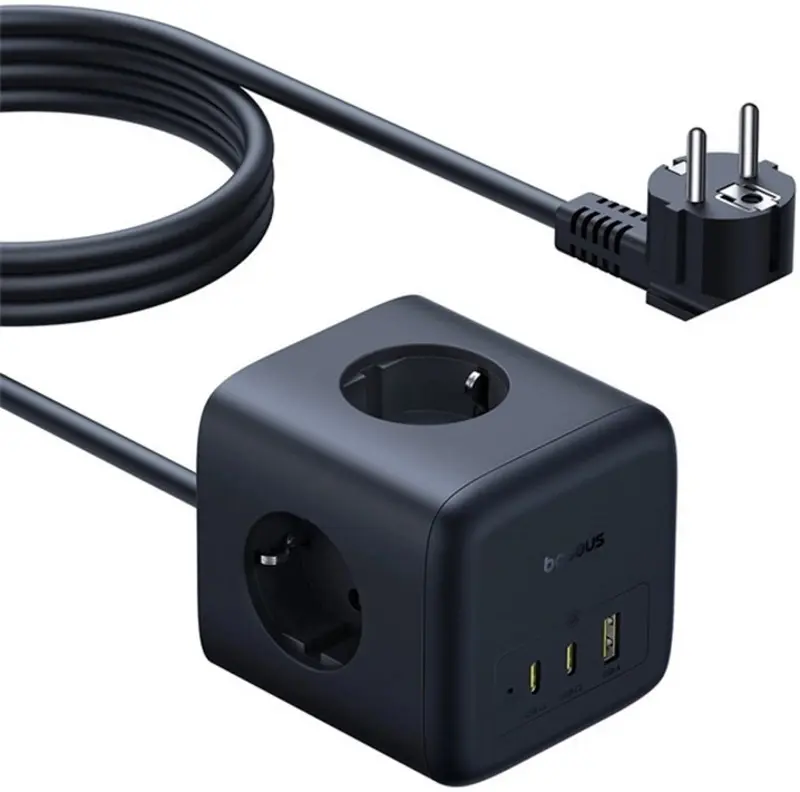 Filtru de retea Baseus EnerFill FA11 Cube Power Strip 1.5m (Cosmic Black) - 2