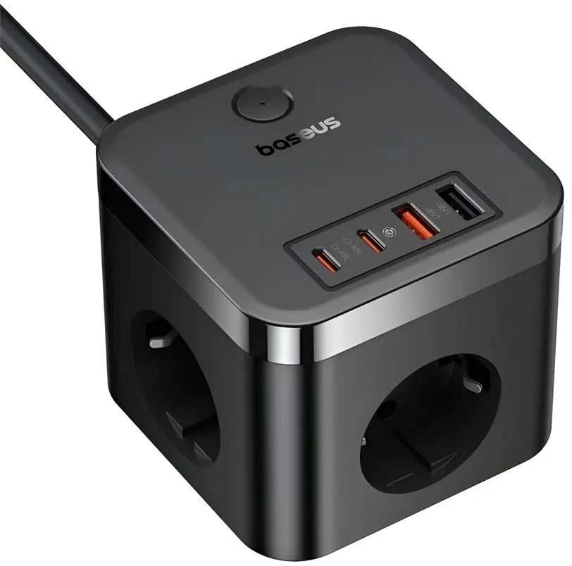 Filtru de retea Baseus PowerCombo Cube Power Strip 1.5m (Cluster Black) - 2