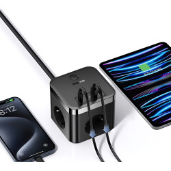 Filtru de retea Baseus PowerCombo Cube Power Strip 1.5m (Cluster Black) Thumb