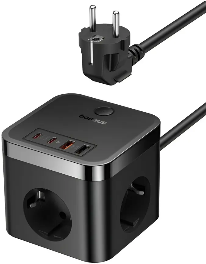 Filtru de retea Baseus PowerCombo Cube Power Strip 1.5m (Cluster Black)