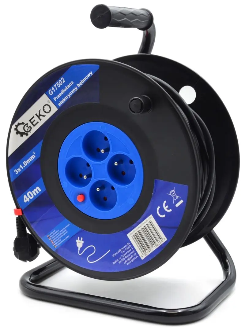 Удлинитель на катушке Geko G17502 (Black/Blue)