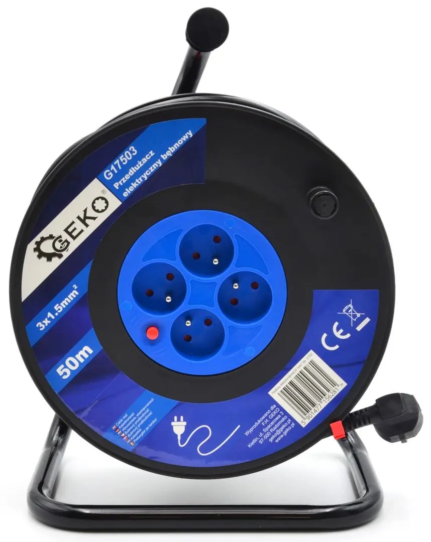 Удлинитель на катушке Geko G17503 (Black/Blue)