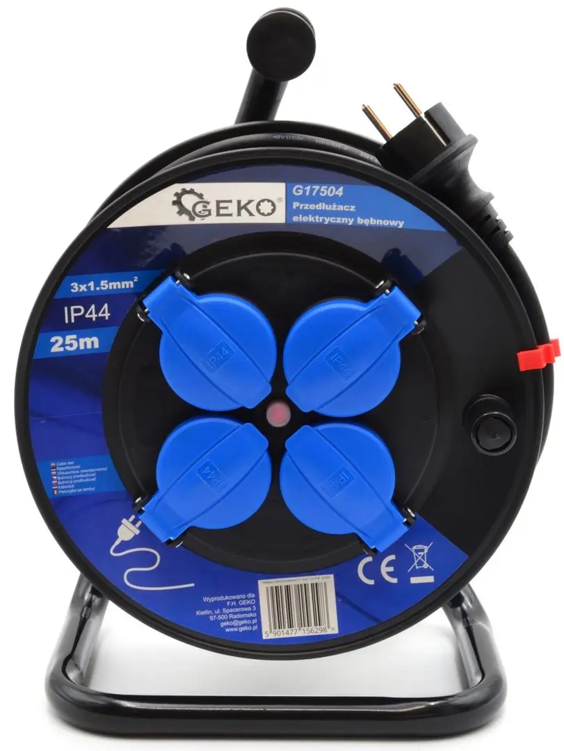 Удлинитель на катушке Geko G17504 (Black/Blue)