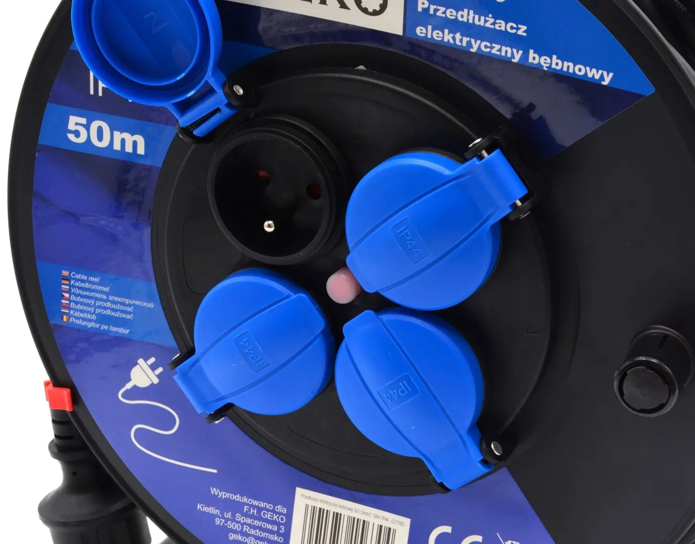 Удлинитель на катушке Geko G17505 (Black/Blue)