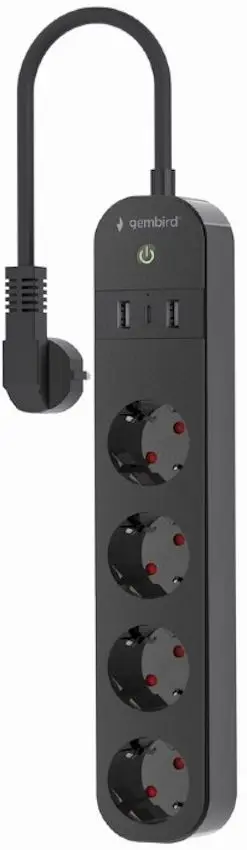 Filtru de retea Gembird TSL-PS-S4U-01 1.5m (Black) - 3