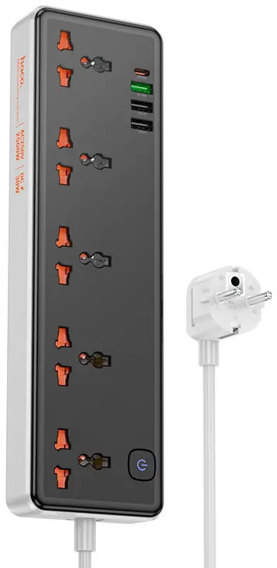 Сетевой фильтр-удлинитель Hoco AC14A Rico 1.5м (Black)