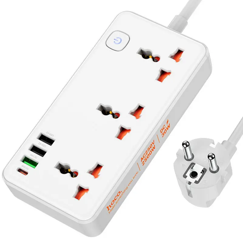 Сетевой фильтр-удлинитель Hoco AC8A Storm 1.5м (White) - 2