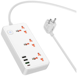 Сетевой фильтр-удлинитель Hoco AC8A Storm 1.5м (White) Thumb